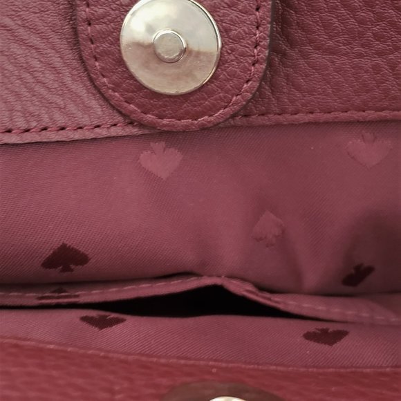 Kate Spade NY Medium Jackson Pebble Leather Cherrywood Red 3 Compartment Satchel - Picture 8 of 16